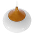 GloboStar® VILI 01260 Μοντέρνο Κρεμαστό Φωτιστικό Καμπάνα Μονόφωτο 1 x E27 IP20 Λευκό Μέταλλο με Μπεζ Ξύλο - Μ35 x Π35 x Υ27cm - ledmania.gr