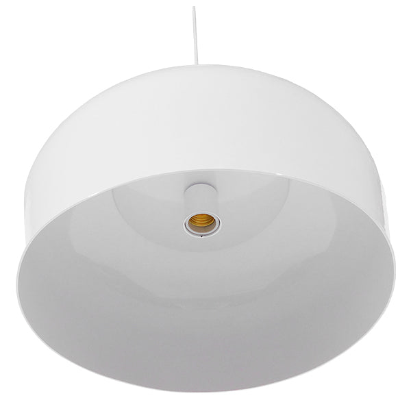 GloboStar® VILI 01260 Μοντέρνο Κρεμαστό Φωτιστικό Καμπάνα Μονόφωτο 1 x E27 IP20 Λευκό Μέταλλο με Μπεζ Ξύλο - Μ35 x Π35 x Υ27cm - ledmania.gr