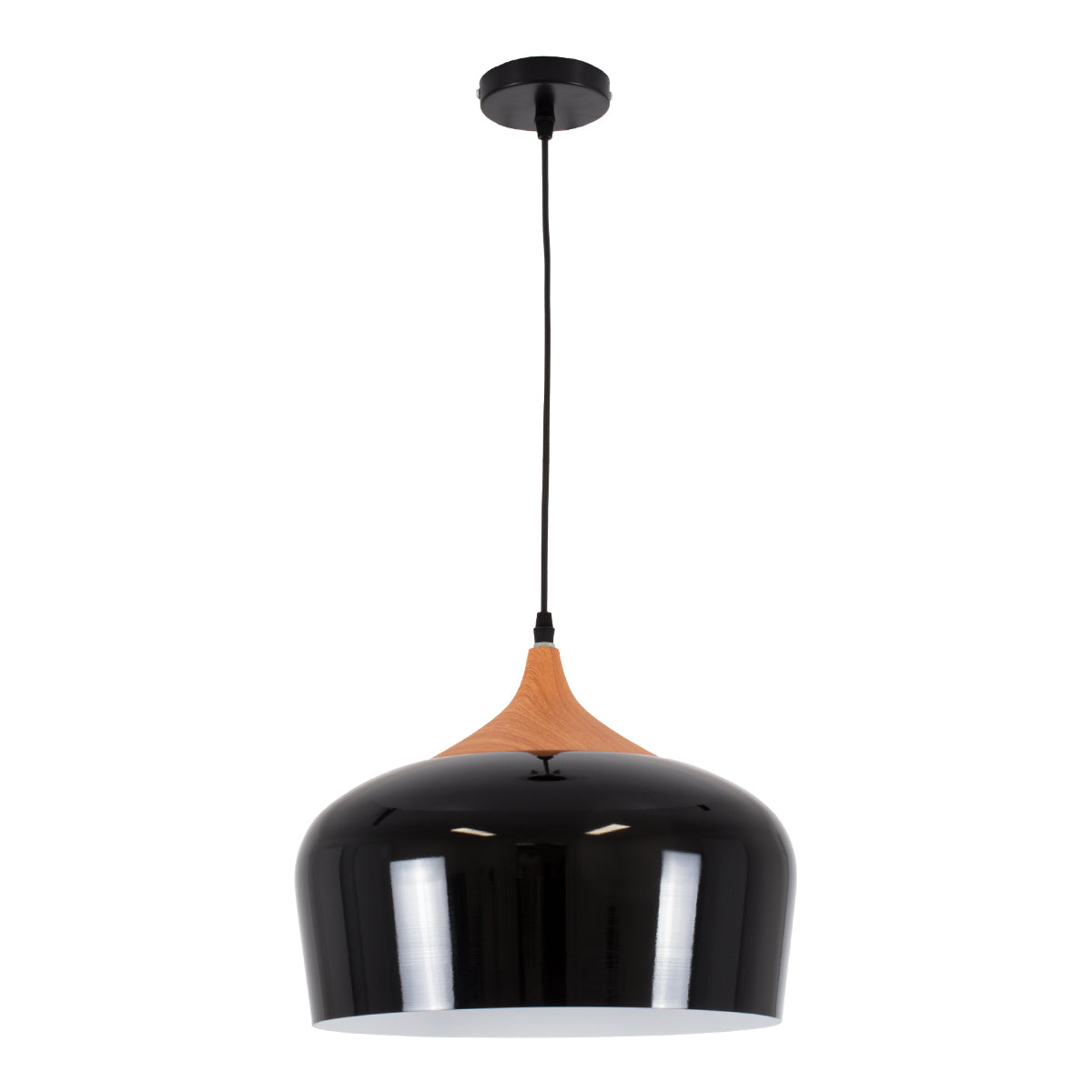GloboStar® VILI BLACK 01261 Μοντέρνο Κρεμαστό Φωτιστικό Οροφής Μονόφωτο 1 x E27 Μαύρο Μεταλλικό Καμπάνα Φ35 x Y27cm - ledmania.gr