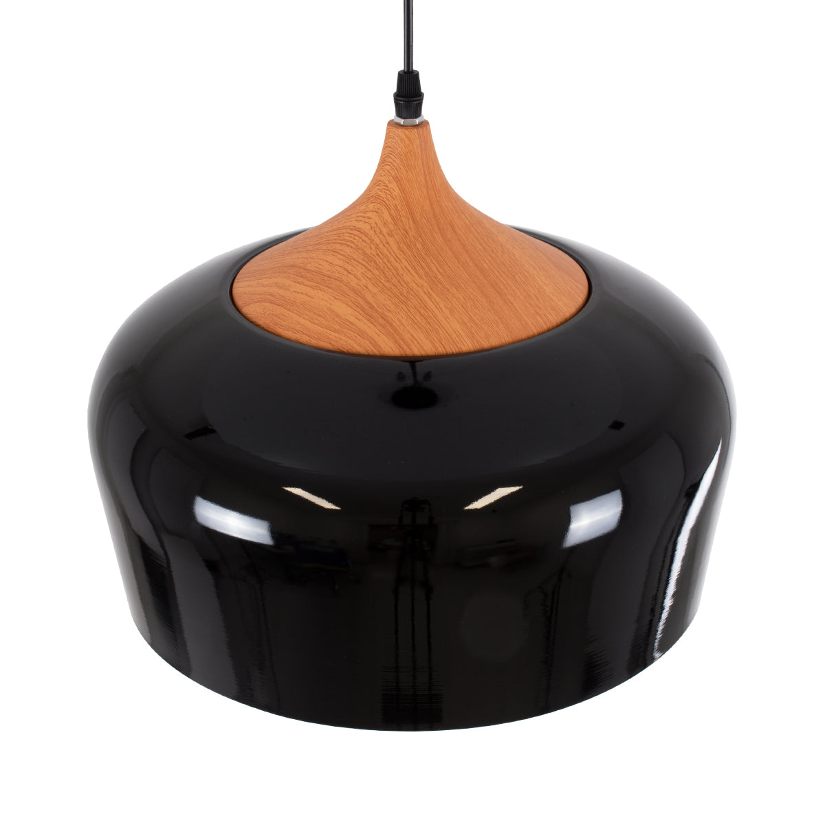 GloboStar® VILI BLACK 01261 Μοντέρνο Κρεμαστό Φωτιστικό Οροφής Μονόφωτο 1 x E27 Μαύρο Μεταλλικό Καμπάνα Φ35 x Y27cm - ledmania.gr