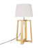 GloboStar® SQUID 01265 Μοντέρνο Επιτραπέζιο Φωτιστικό Πορτατίφ Μονόφωτο 1 x E27 Ξύλινο με Μπεζ Καπέλο Φ30 x Υ63cm - ledmania.gr