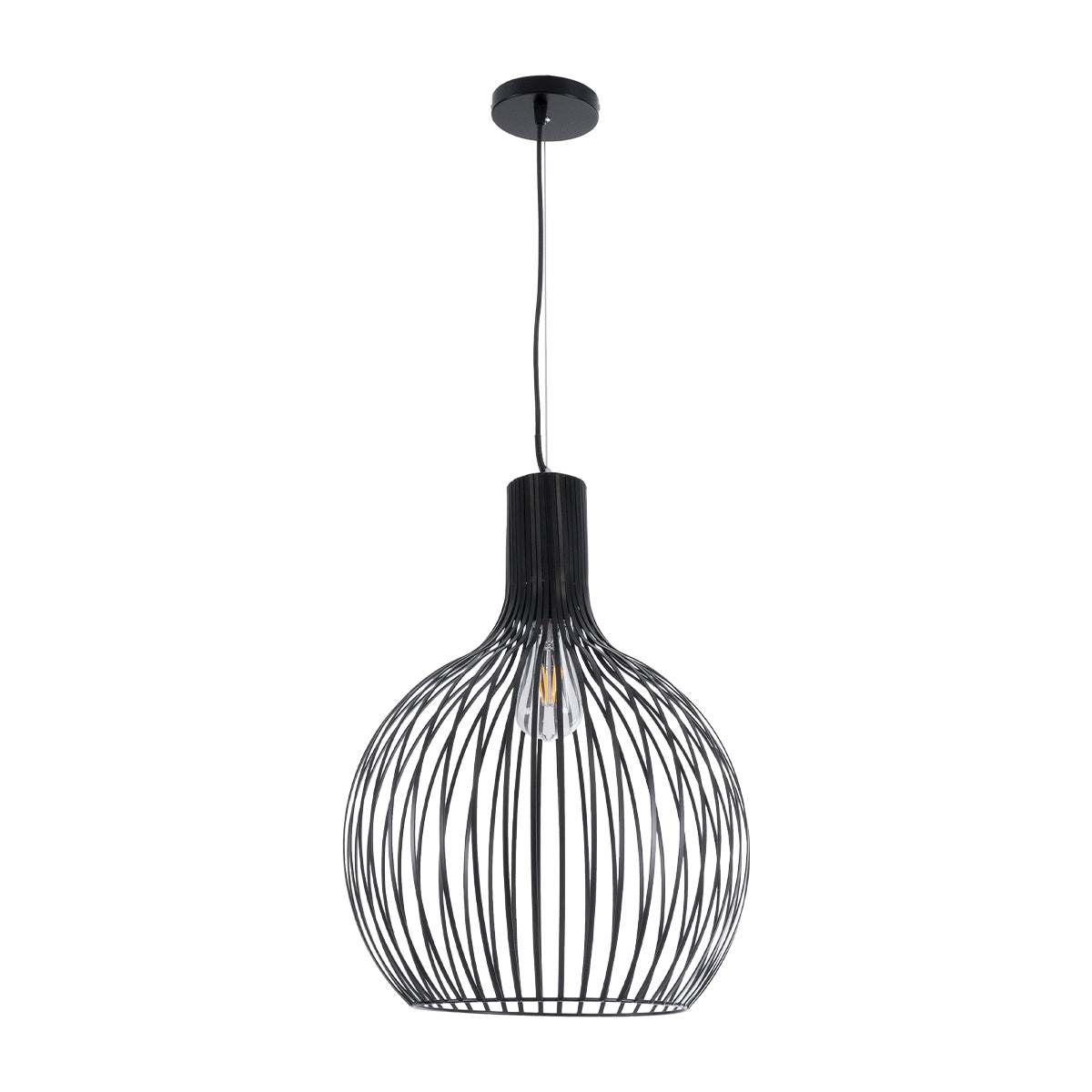 GLOBOSTAR® SCANDI 01266 Μοντέρνο Κρεμαστό Φωτιστικό Οροφής με Ντουί 1 x E27 AC 220-240V IP20 - Μαύρο - Μ38 x Π38 x Υ50cm - ledmania.gr