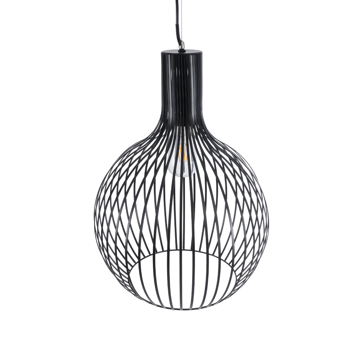 GLOBOSTAR® SCANDI 01266 Μοντέρνο Κρεμαστό Φωτιστικό Οροφής με Ντουί 1 x E27 AC 220-240V IP20 - Μαύρο - Μ38 x Π38 x Υ50cm - ledmania.gr