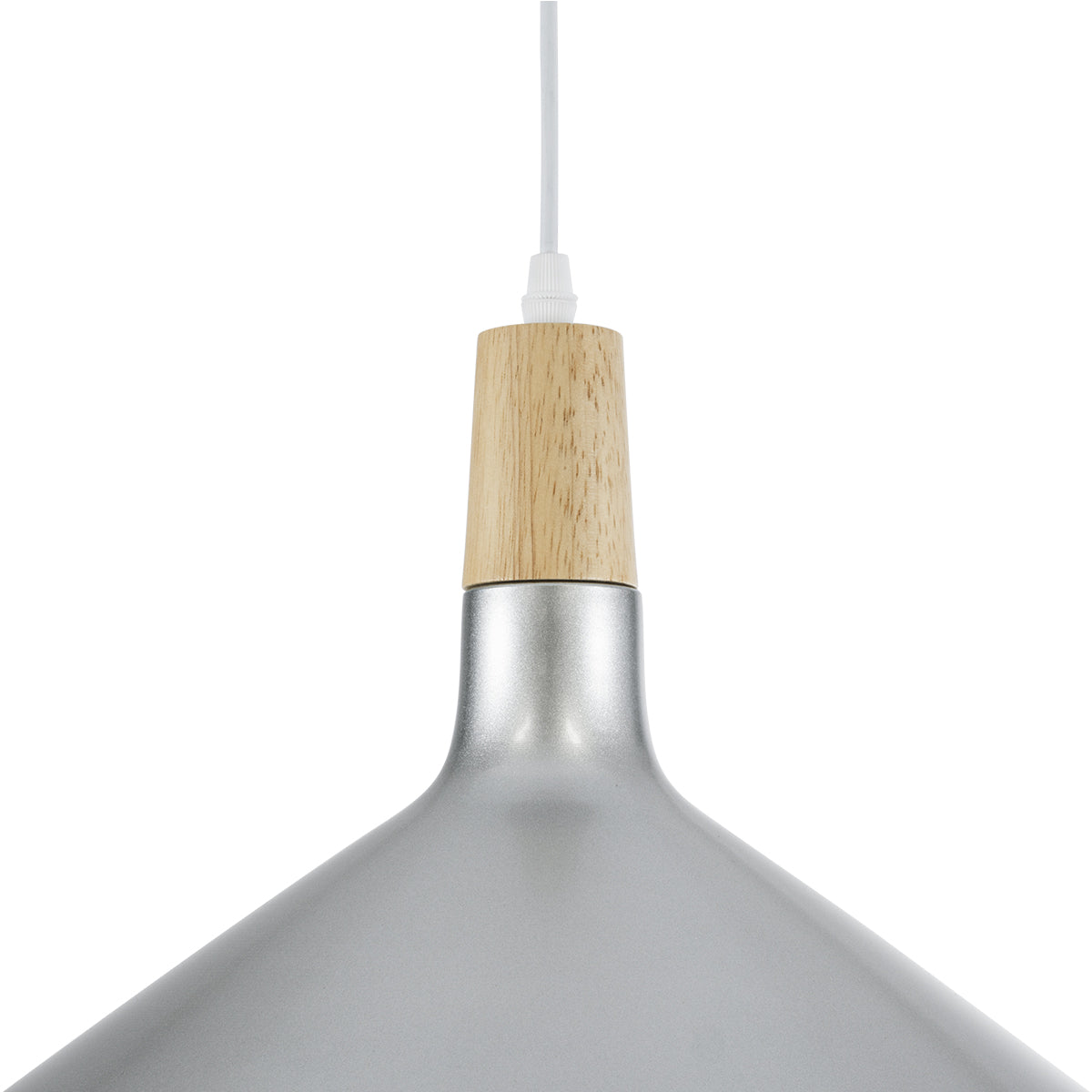 GloboStar® FELICITA 01276 Μοντέρνο Κρεμαστό Φωτιστικό Οροφής Μονόφωτο 1 x E27 AC220-240V IP20 - Φ40 x Υ30cm - Ασημί Μεταλλικό Καμπάνα - ledmania.gr
