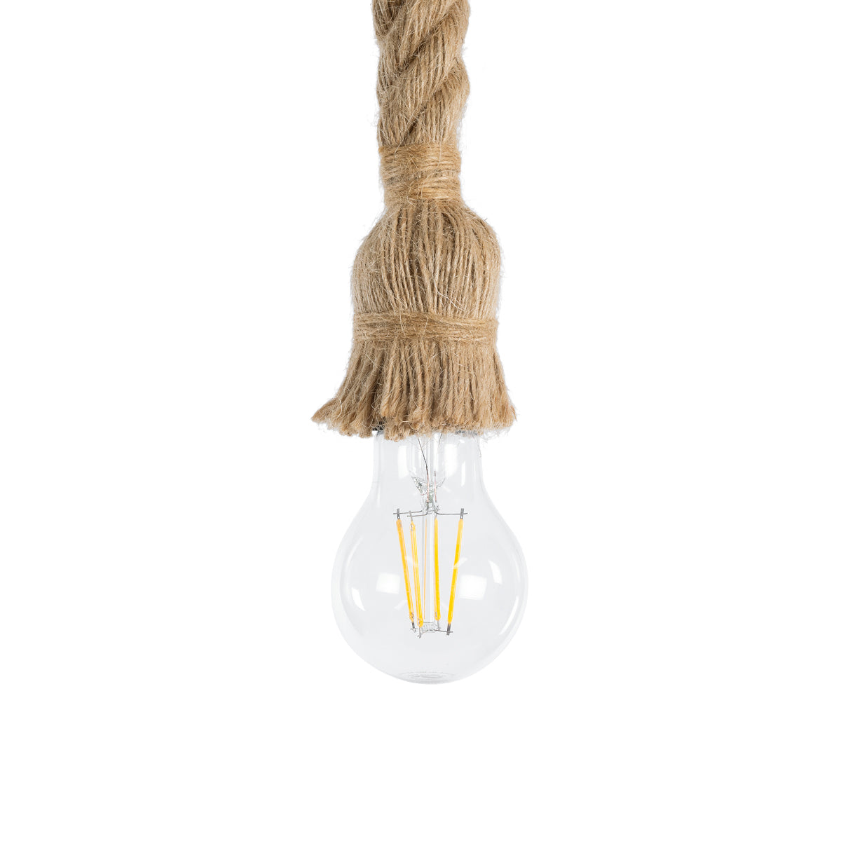 GLOBOSTAR® ROPE 01278 Boho Κρεμαστό Φωτιστικό Οροφής με Ντουί 1 x E27 AC 220-240V IP20 - Μπεζ - Μ10 x Π3.5 x Y100cm
