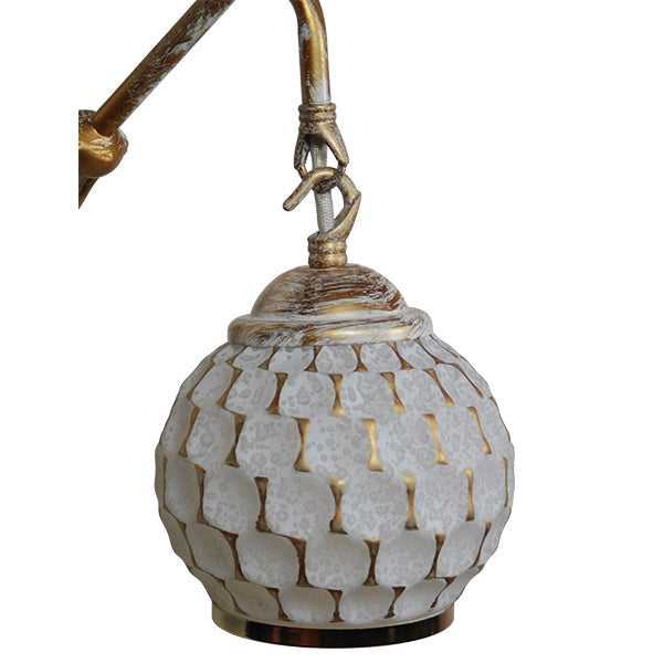 GloboStar® MERMAID 01317 Vintage Industrial Φωτιστικό Τοίχου Απλίκα Μονόφωτο Mπρούτζινο Μεταλλικό με Λευκό Ματ Γυαλί Φ12 x Μ28 x Π12.5 x Υ27cm - ledmania.gr