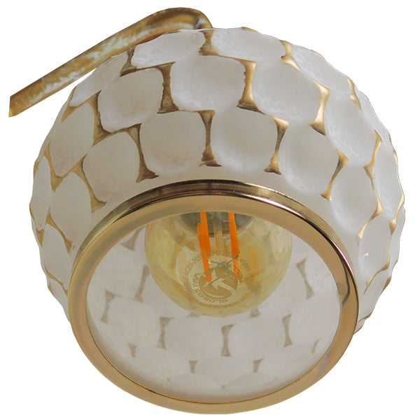 GloboStar® MERMAID 01317 Vintage Industrial Φωτιστικό Τοίχου Απλίκα Μονόφωτο Mπρούτζινο Μεταλλικό με Λευκό Ματ Γυαλί Φ12 x Μ28 x Π12.5 x Υ27cm - ledmania.gr