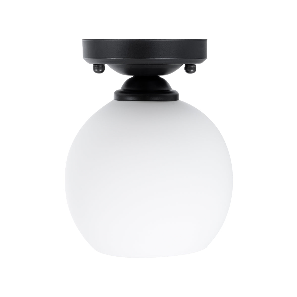 GloboStar® MAURA 01318 Μοντέρνο Φωτιστικό Οροφής Καμπάνα Μονόφωτο 1 x E27 IP20 Λευκό Γυαλί με Μαύρο Μέταλλο - Μ15 x Π15 x Υ18cm - ledmania.gr