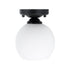 GloboStar® MAURA 01318 Μοντέρνο Φωτιστικό Οροφής Καμπάνα Μονόφωτο 1 x E27 IP20 Λευκό Γυαλί με Μαύρο Μέταλλο - Μ15 x Π15 x Υ18cm - ledmania.gr