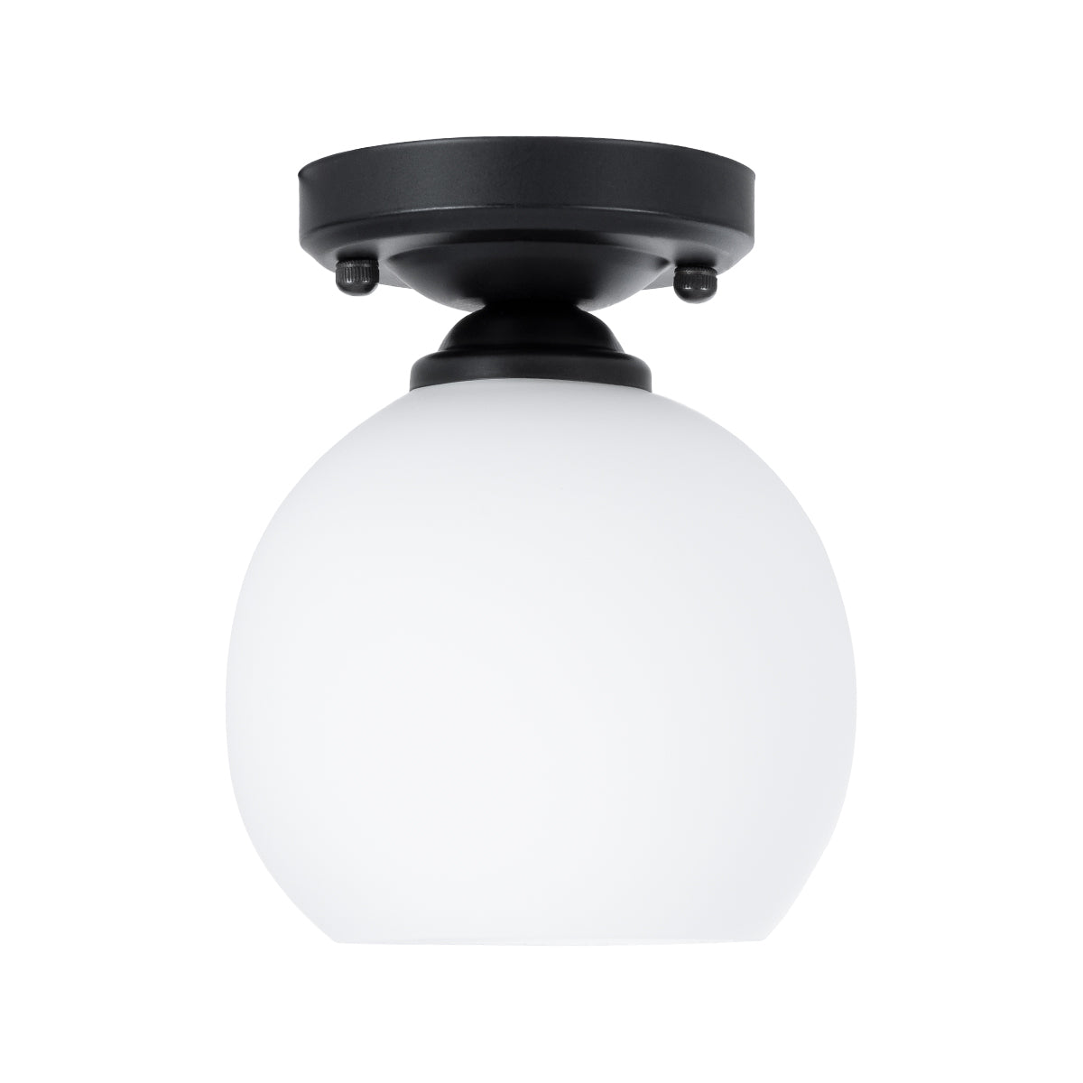 GloboStar® MAURA 01318 Μοντέρνο Φωτιστικό Οροφής Καμπάνα Μονόφωτο 1 x E27 IP20 Λευκό Γυαλί με Μαύρο Μέταλλο - Μ15 x Π15 x Υ18cm - ledmania.gr