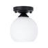 GloboStar® MAURA 01318 Μοντέρνο Φωτιστικό Οροφής Καμπάνα Μονόφωτο 1 x E27 IP20 Λευκό Γυαλί με Μαύρο Μέταλλο - Μ15 x Π15 x Υ18cm - ledmania.gr