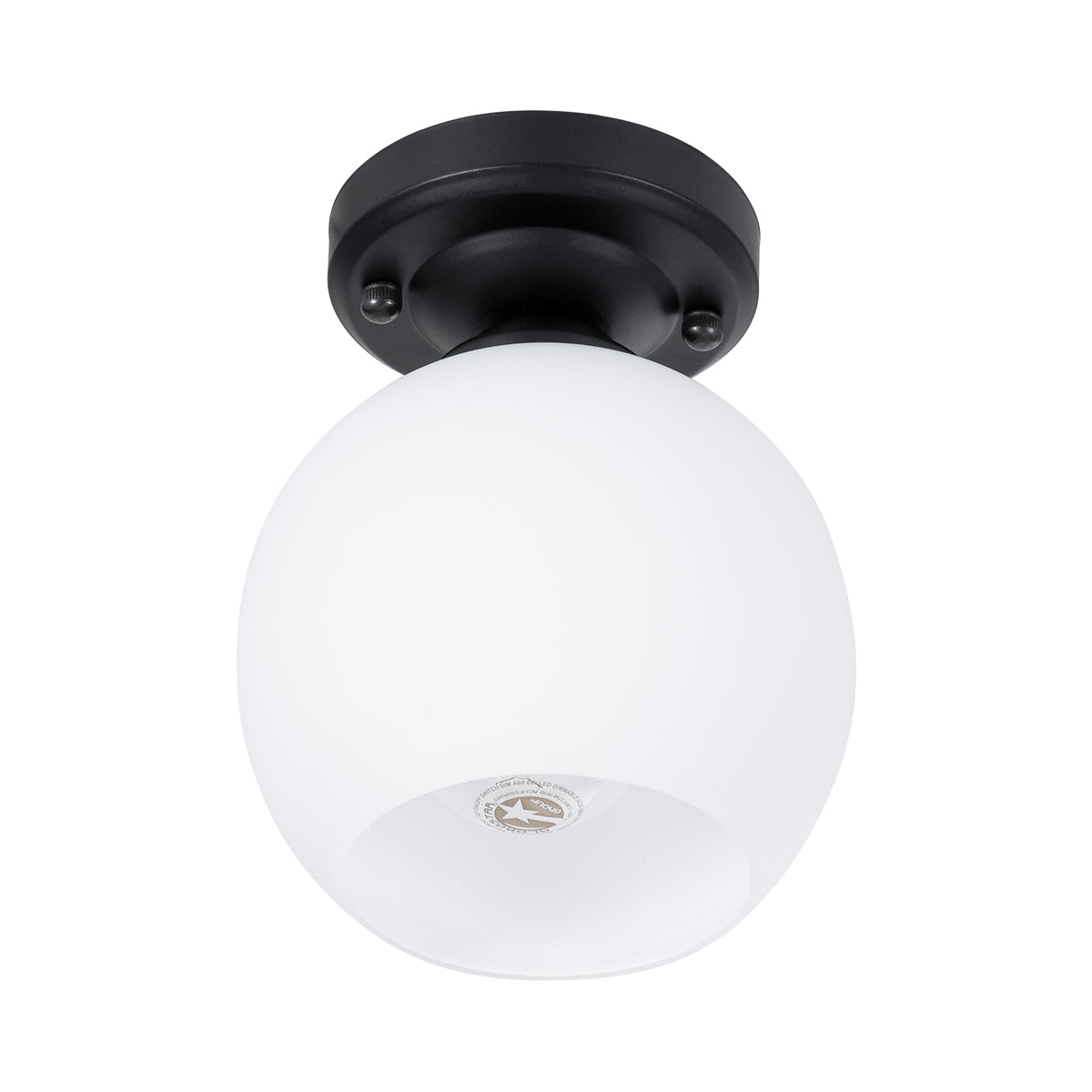GloboStar® MAURA 01318 Μοντέρνο Φωτιστικό Οροφής Καμπάνα Μονόφωτο 1 x E27 IP20 Λευκό Γυαλί με Μαύρο Μέταλλο - Μ15 x Π15 x Υ18cm - ledmania.gr