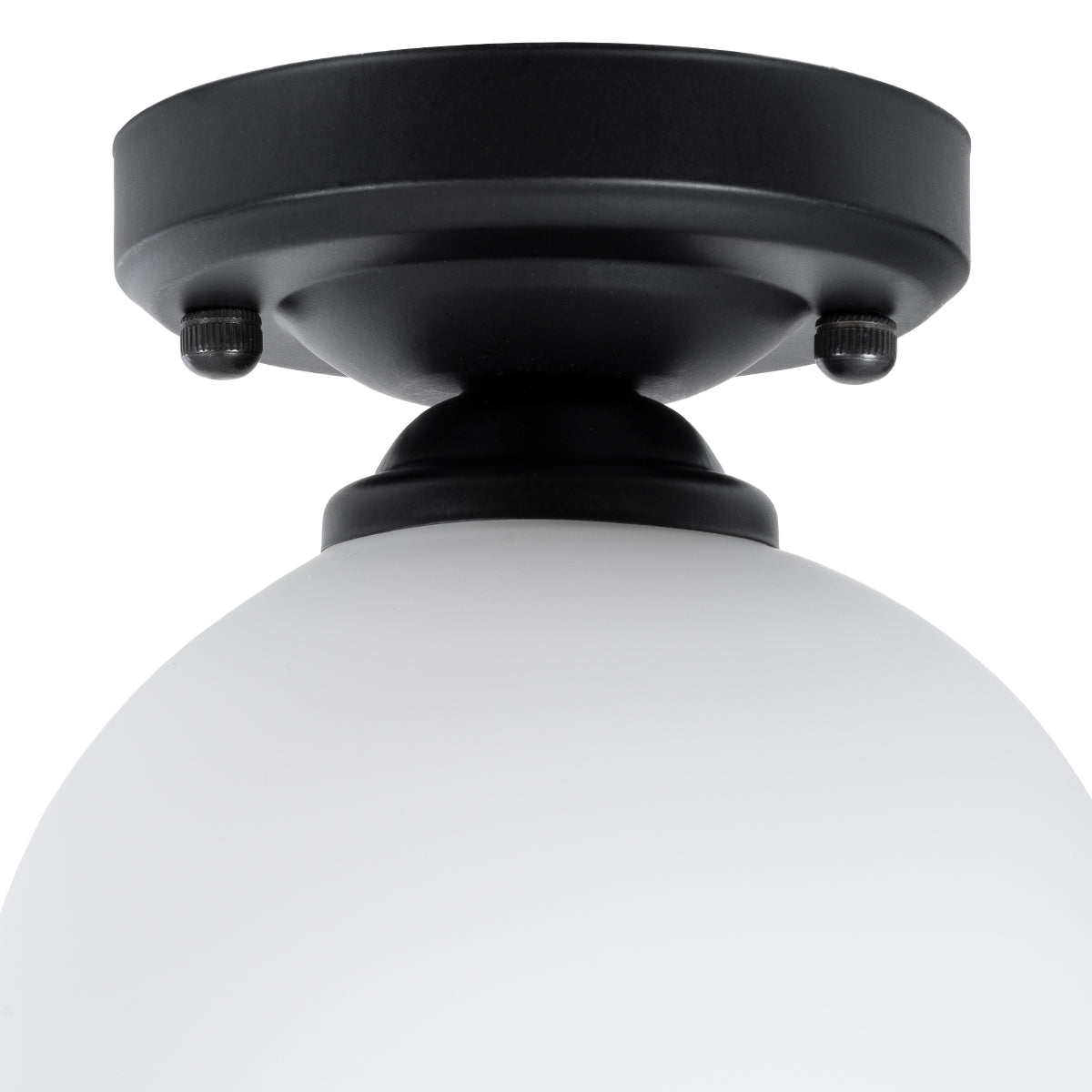 GloboStar® MAURA 01318 Μοντέρνο Φωτιστικό Οροφής Καμπάνα Μονόφωτο 1 x E27 IP20 Λευκό Γυαλί με Μαύρο Μέταλλο - Μ15 x Π15 x Υ18cm - ledmania.gr