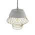 GloboStar® DURANT 01324 Μοντέρνο Κρεμαστό Φωτιστικό Πλέγμα Μονόφωτο 1 x E27 IP20 Γκρι Τσιμέντο με Μπεζ Μέταλλο - Μ35 x Π35 x Υ35cm - ledmania.gr
