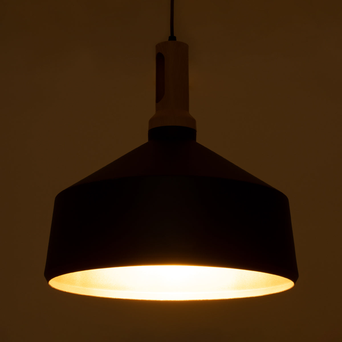 GLOBOSTAR® CALYPSO 01334-B Μοντέρνο Κρεμαστό Φωτιστικό Οροφής με Ντουί 1 x E27 AC 220-240V IP20 - Μαύρο & Μπρούτζινο - Μ36 x Π36 x Υ35cm