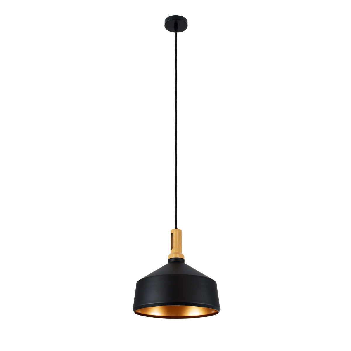 GLOBOSTAR® CALYPSO 01334-B Μοντέρνο Κρεμαστό Φωτιστικό Οροφής με Ντουί 1 x E27 AC 220-240V IP20 - Μαύρο & Μπρούτζινο - Μ36 x Π36 x Υ35cm