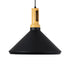 GloboStar® CALYPSO 01334-A Μοντέρνο Κρεμαστό Φωτιστικό Οροφής Μονόφωτο 1 x E27 Μαύρο - Χρυσό Μεταλλικό με Ξύλινη Βάση Καμπάνα Φ36 x Υ30cm - ledmania.gr