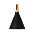 GloboStar® CALYPSO 01334-C Μοντέρνο Κρεμαστό Φωτιστικό Οροφής Μονόφωτο 1 x E27 Μαύρο - Χρυσό Μεταλλικό με Ξύλινη Βάση Καμπάνα Φ25 x Υ40cm - ledmania.gr
