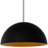 GloboStar® MEDEA 01344 Μοντέρνο Κρεμαστό Φωτιστικό Οροφής Μονόφωτο Μαύρο - Χρυσό Μεταλλικό Καμπάνα Φ60 x Υ30cm - ledmania.gr