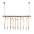 GloboStar® FERULE 01380 Vintage Industrial Κρεμαστό Φωτιστικό Οροφής Πολύφωτο 10 x E27 Μπρούτζινο Μεταλλικό με Μπεζ Σχοινί Μ150 x Π4 x Y62.5cm - ledmania.gr