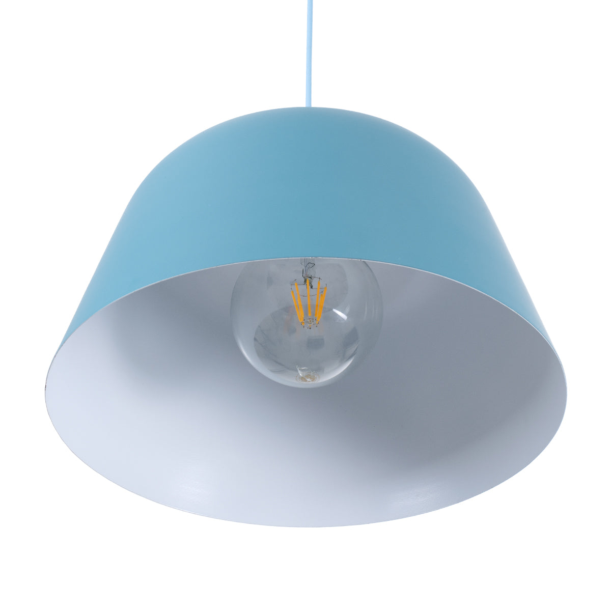 GLOBOSTAR® UPVALE 01286 Μοντέρνο Κρεμαστό Φωτιστικό Οροφής με Ντουί 1 x E27 AC 220-240V IP20 - Γαλάζιο & Λευκό - Μ40 x Π40 x Υ24cm