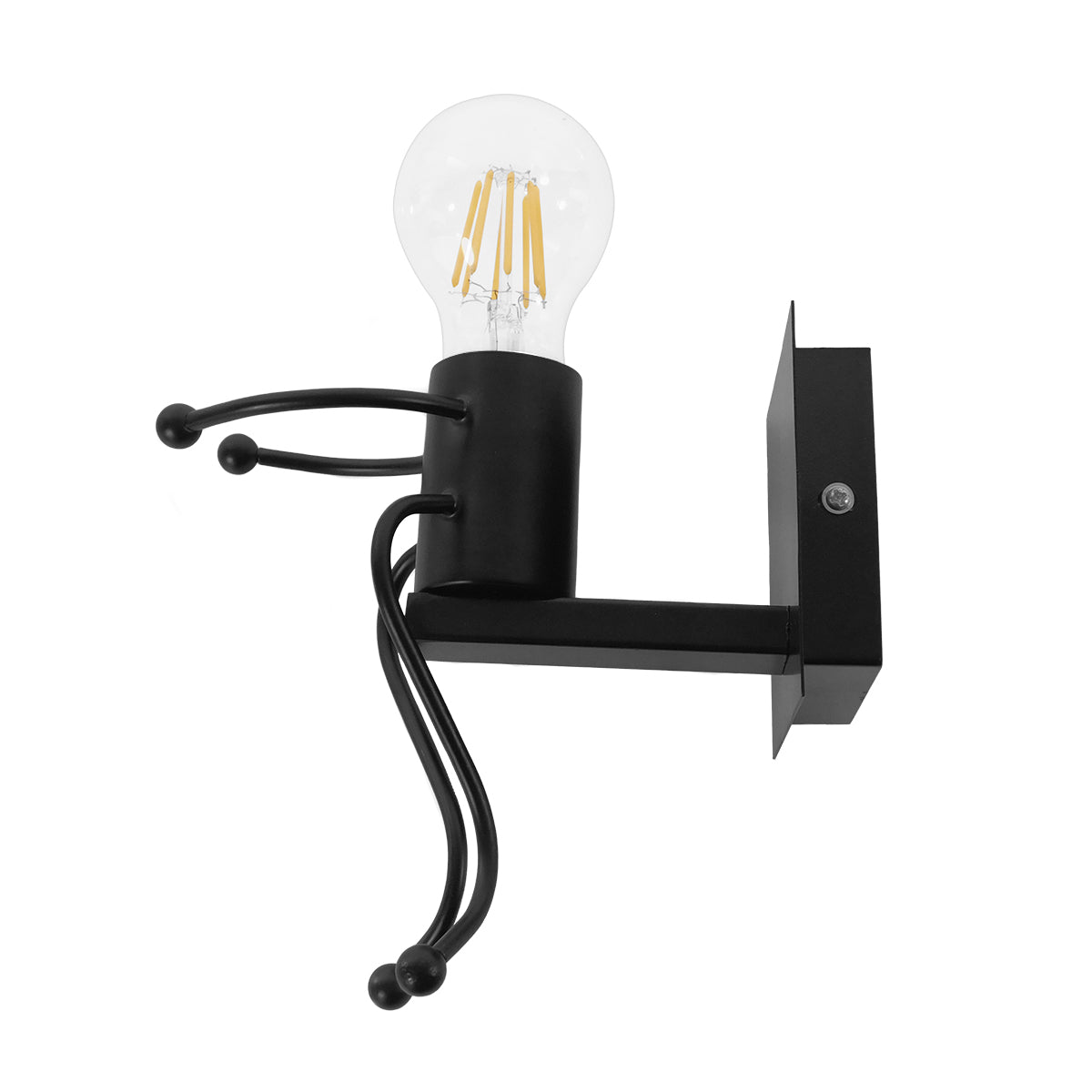 GloboStar® FIGURE 10001388 Μοντέρνο Παιδικό Φωτιστικό Τοίχου Απλίκα Μονόφωτο Μαύρο Μεταλλικό Φιγούρα Μ12 x Π19 x Υ17cm - ledmania.gr
