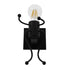 GloboStar® FIGURE 10001388 Μοντέρνο Παιδικό Φωτιστικό Τοίχου Απλίκα Μονόφωτο Μαύρο Μεταλλικό Φιγούρα Μ12 x Π19 x Υ17cm - ledmania.gr