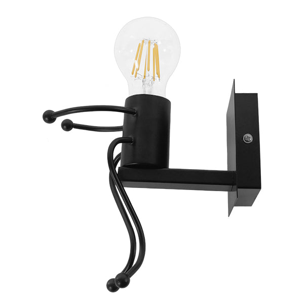 GloboStar® LITTLE MAN 01388 Μοντέρνο Φωτιστικό Τοίχου Απλίκα Μονόφωτο Μαύρο Μεταλλικό Μ12 x Π19 x Υ17cm - ledmania.gr