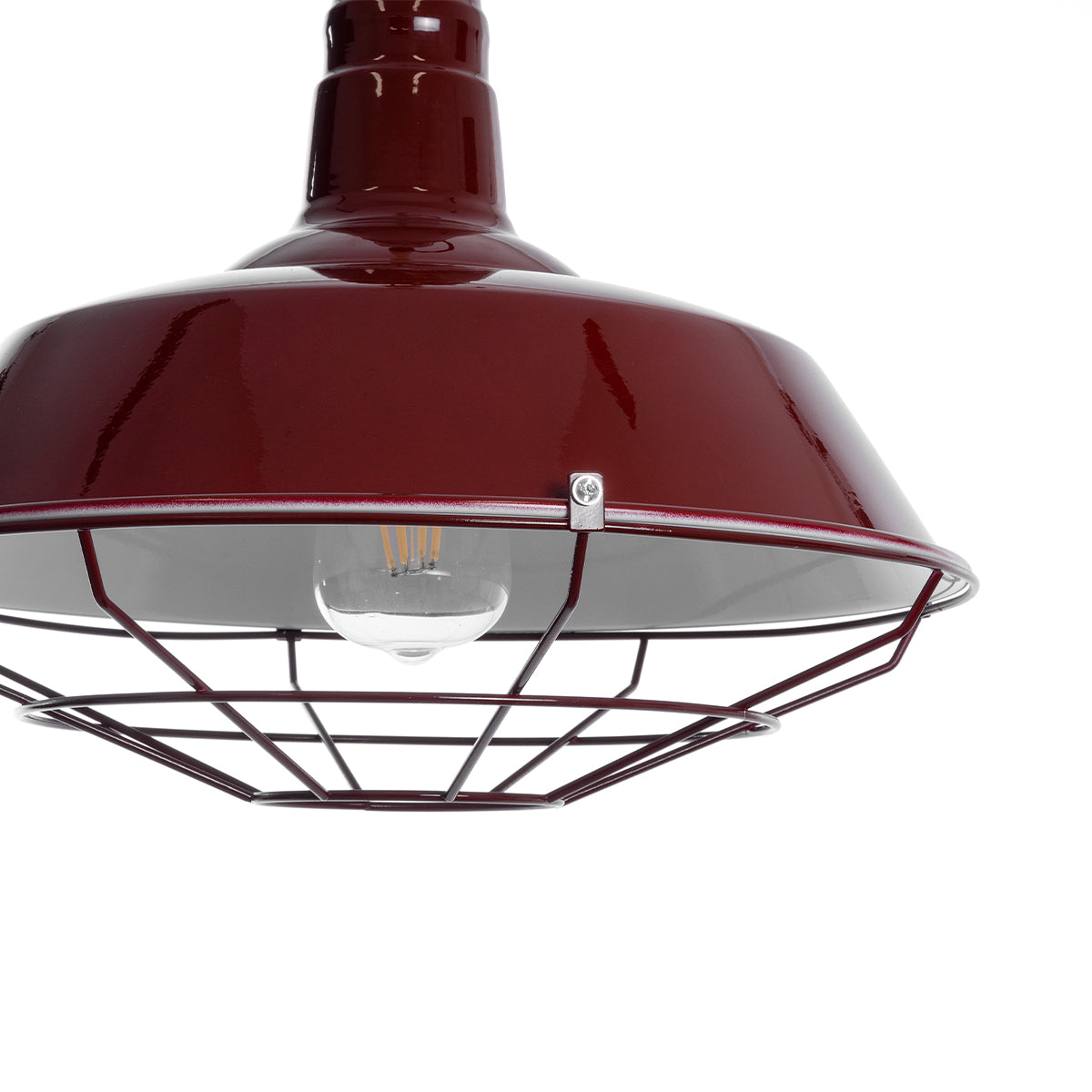 GLOBOSTAR® CRANE 01410 Vintage Κρεμαστό Φωτιστικό Οροφής με Ντουί 1 x E27 AC 220-240V IP20 - Κόκκινο & Μπεζ - Μ36 x Π36 x Υ31cm