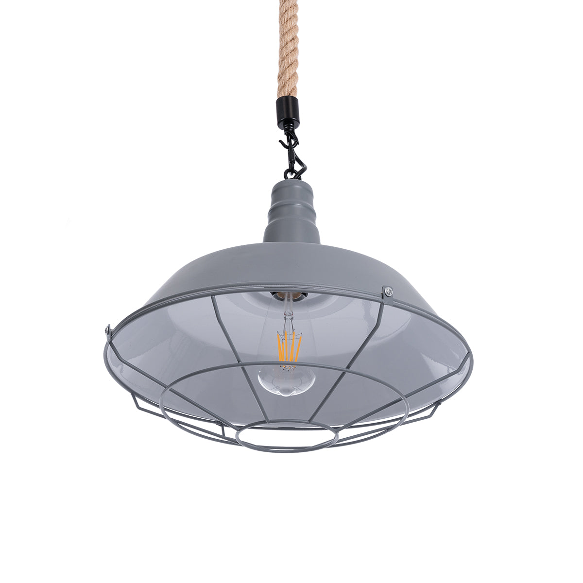 GLOBOSTAR® CRANE 01411 Vintage Κρεμαστό Φωτιστικό Οροφής με Ντουί 1 x E27 AC 220-240V IP20 - Γκρι & Μπεζ - Μ36 x Π36 x Y31cm