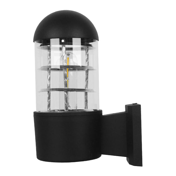 GloboStar® NEWI 01419 Μοντέρνο Επιτοίχιο Φωτιστικό Απλίκα Μονόφωτο 1 x E27 IP20 Μαύρο & Ασημί Μέταλλο με Διάφανο Γυαλί - Μ11 x Π17 x Υ23cm - ledmania.gr