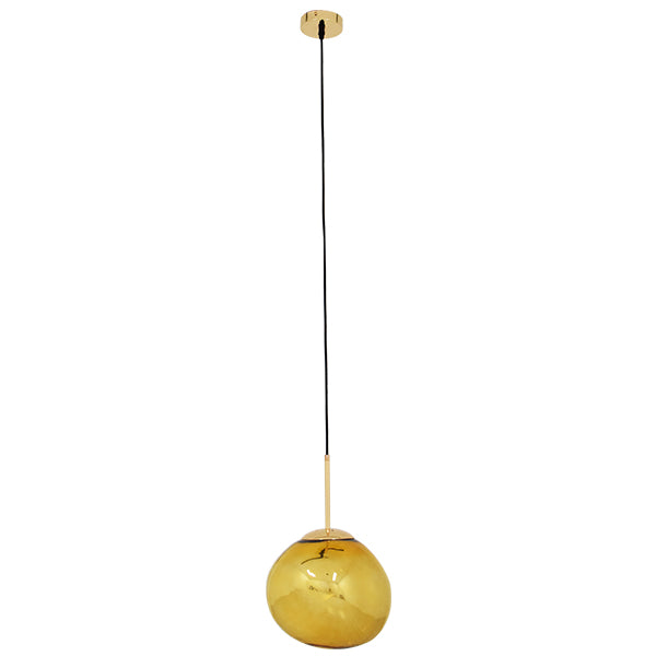 GloboStar® DIXAR 01462 Μοντέρνο Κρεμαστό Φωτιστικό Μπάλα Μονόφωτο 1 x E27 IP20 Χρυσό Γυαλί - Μ28 x Π28 x Υ40cm - ledmania.gr