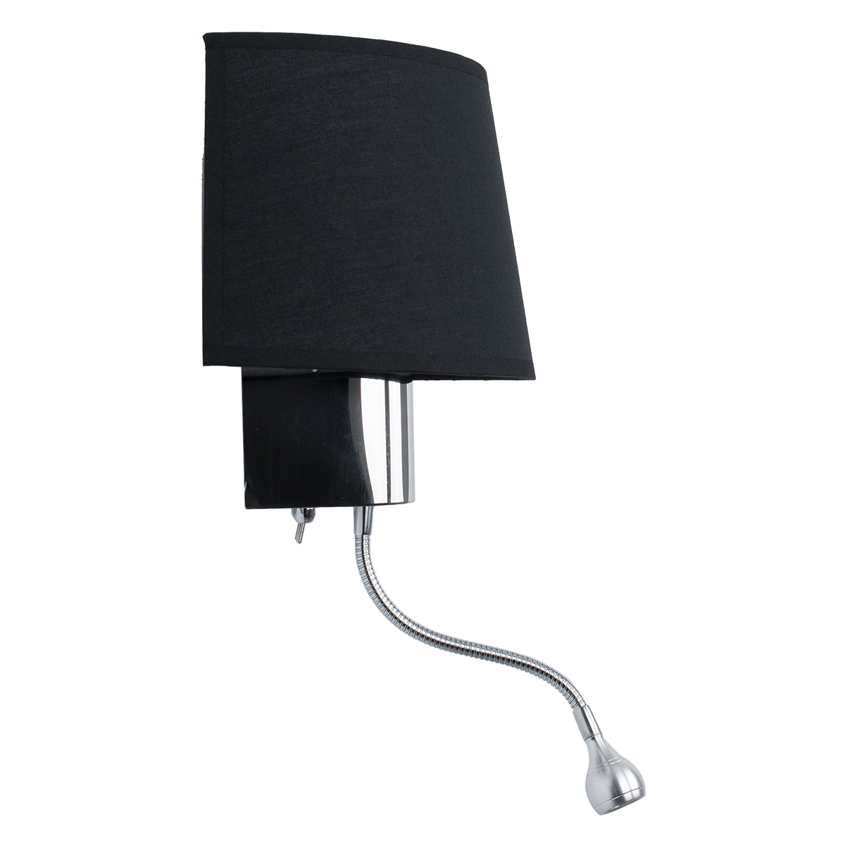 GLOBOSTAR® ELEGANT 01492 Μοντέρνο Φωτιστικό Τοίχου - Απλίκα Ξενοδοχείου Reading Light με Ντουί 1 x E27 LED 3W 360lm 36° AC 220-240V IP20 Θερμό Λευκό 2700K - Bridgelux COB Chip - Χρώμιο & Μαύρο - Μ26.5 x Π15 x Υ43cm - 2 Χρόνια Εγγύηση - ledmania.gr