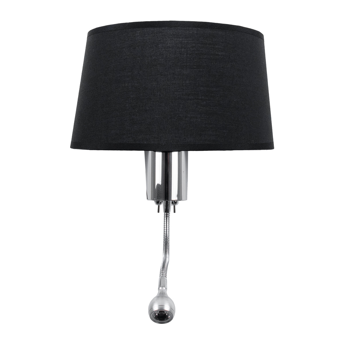 GLOBOSTAR® ELEGANT 01492 Μοντέρνο Φωτιστικό Τοίχου - Απλίκα Ξενοδοχείου Reading Light με Ντουί 1 x E27 LED 3W 360lm 36° AC 220-240V IP20 Θερμό Λευκό 2700K - Bridgelux COB Chip - Χρώμιο & Μαύρο - Μ26.5 x Π15 x Υ43cm - 2 Χρόνια Εγγύηση - ledmania.gr