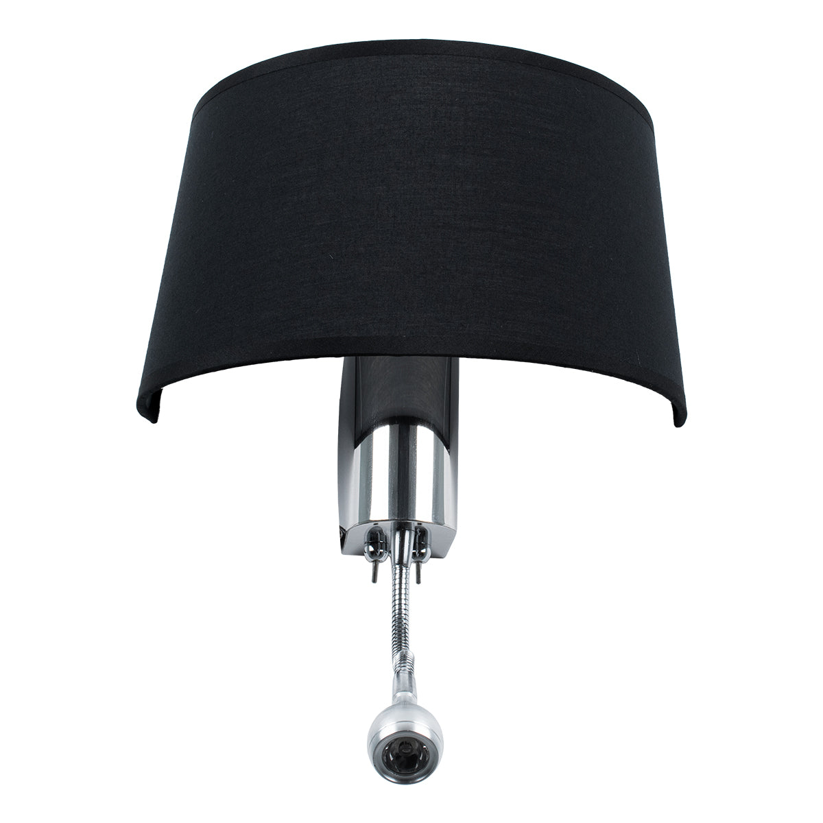 GLOBOSTAR® ELEGANT 01492 Μοντέρνο Φωτιστικό Τοίχου - Απλίκα Ξενοδοχείου Reading Light με Ντουί 1 x E27 LED 3W 360lm 36° AC 220-240V IP20 Θερμό Λευκό 2700K - Bridgelux COB Chip - Χρώμιο & Μαύρο - Μ26.5 x Π15 x Υ43cm - 2 Χρόνια Εγγύηση - ledmania.gr