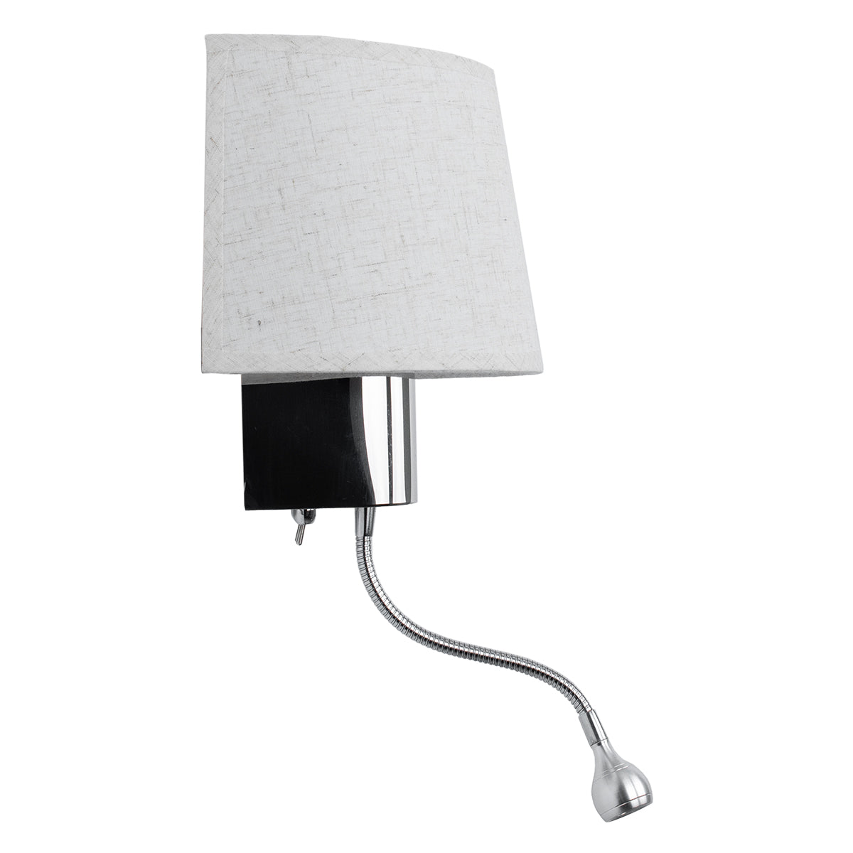 GloboStar® ELEGANT 01493 Μοντέρνο Επιτοίχιο Φωτιστικό Απλίκα με LED Βραχίονα Δίφωτο 1 x E27 IP20 Λευκό Ύφασμα με Ασημί Μέταλλο - Μ26.5 x Π15 x Υ43cm - ledmania.gr