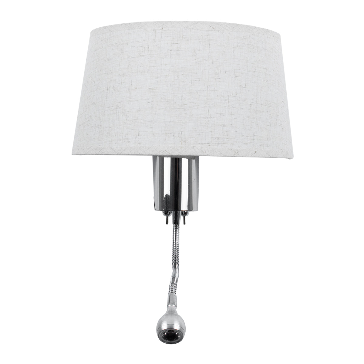 GloboStar® ELEGANT 01493 Μοντέρνο Επιτοίχιο Φωτιστικό Απλίκα με LED Βραχίονα Δίφωτο 1 x E27 IP20 Λευκό Ύφασμα με Ασημί Μέταλλο - Μ26.5 x Π15 x Υ43cm - ledmania.gr