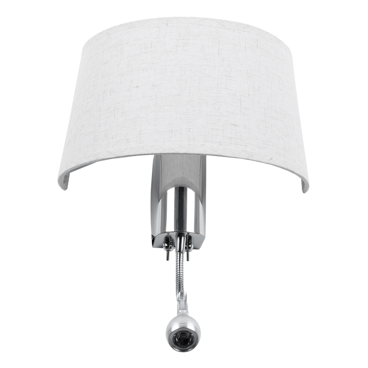 GloboStar® ELEGANT 01493 Μοντέρνο Επιτοίχιο Φωτιστικό Απλίκα με LED Βραχίονα Δίφωτο 1 x E27 IP20 Λευκό Ύφασμα με Ασημί Μέταλλο - Μ26.5 x Π15 x Υ43cm - ledmania.gr