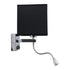 GloboStar® ELEGANT 01494 Μοντέρνο Φωτιστικό Τοίχου Απλίκα Μεταλλικό Χρώμιο Νίκελ με Μαύρο Ύφασμα Δίφωτο 1xE27 - Ρυθμίζόμενο Σώμα Σπιράλ με CREE LED 3W Θερμό Λευκό 2700K - Διακόπτες On / Off Μ17 x Π21 x Υ43cm - ledmania.gr