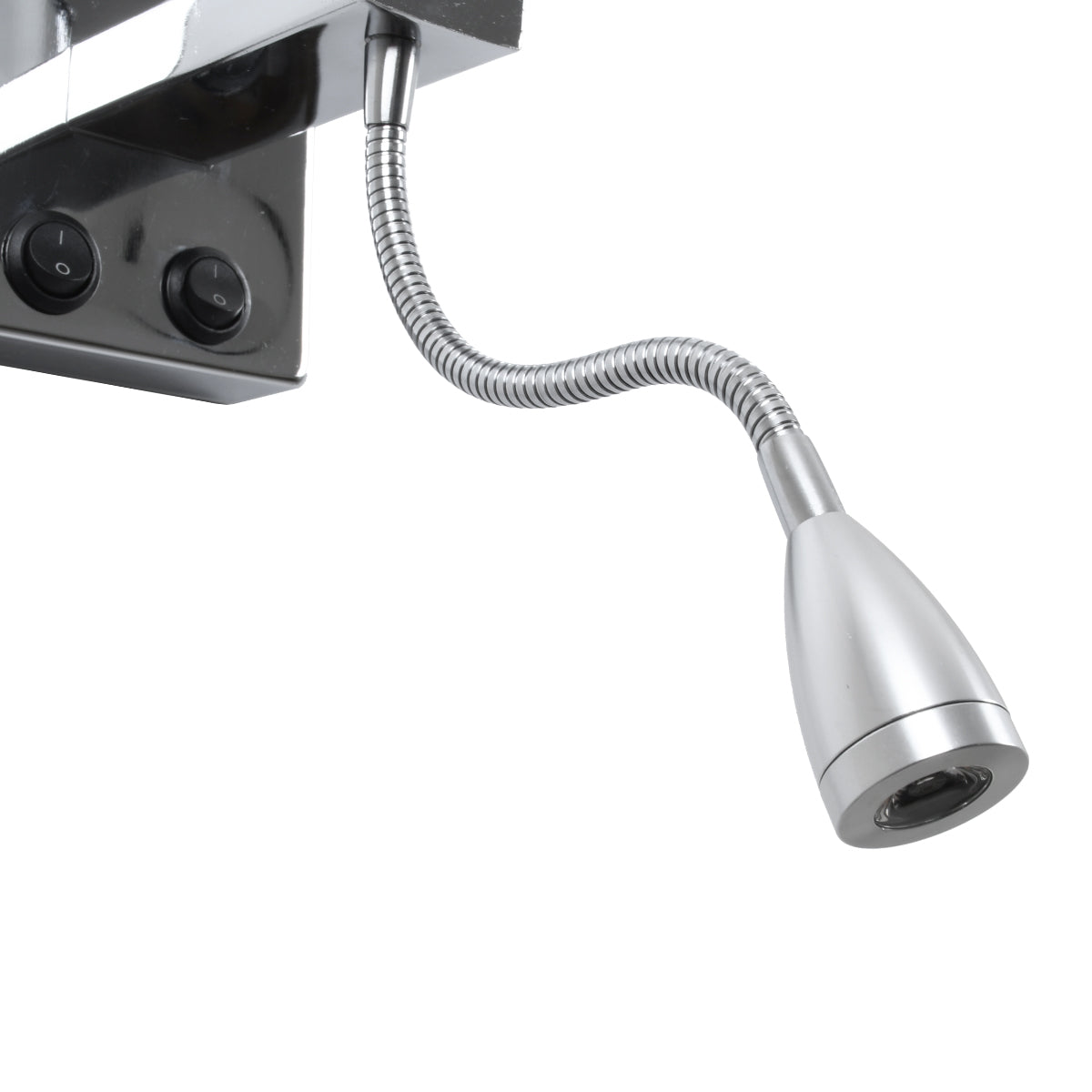 GloboStar® ELEGANT 01494 Μοντέρνο Φωτιστικό Τοίχου Απλίκα Μεταλλικό Χρώμιο Νίκελ με Μαύρο Ύφασμα Δίφωτο 1xE27 - Ρυθμίζόμενο Σώμα Σπιράλ με CREE LED 3W Θερμό Λευκό 2700K - Διακόπτες On / Off Μ17 x Π21 x Υ43cm - ledmania.gr