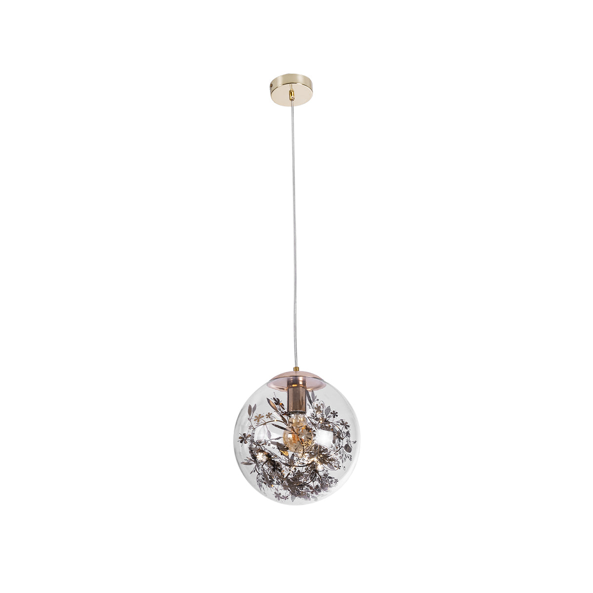 GLOBOSTAR® HARPER 01511 Μοντέρνο Κρεμαστό Φωτιστικό Οροφής με Ντουί 1 x E27 AC 220-240V IP20 - Διάφανο & Χάλκινο - Μ25 x Π25 x Υ30cm