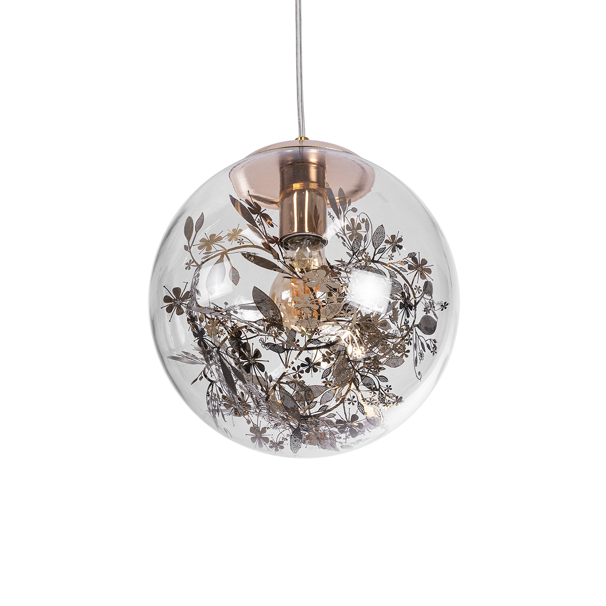 GLOBOSTAR® HARPER 01511 Μοντέρνο Κρεμαστό Φωτιστικό Οροφής με Ντουί 1 x E27 AC 220-240V IP20 - Διάφανο & Χάλκινο - Μ25 x Π25 x Υ30cm