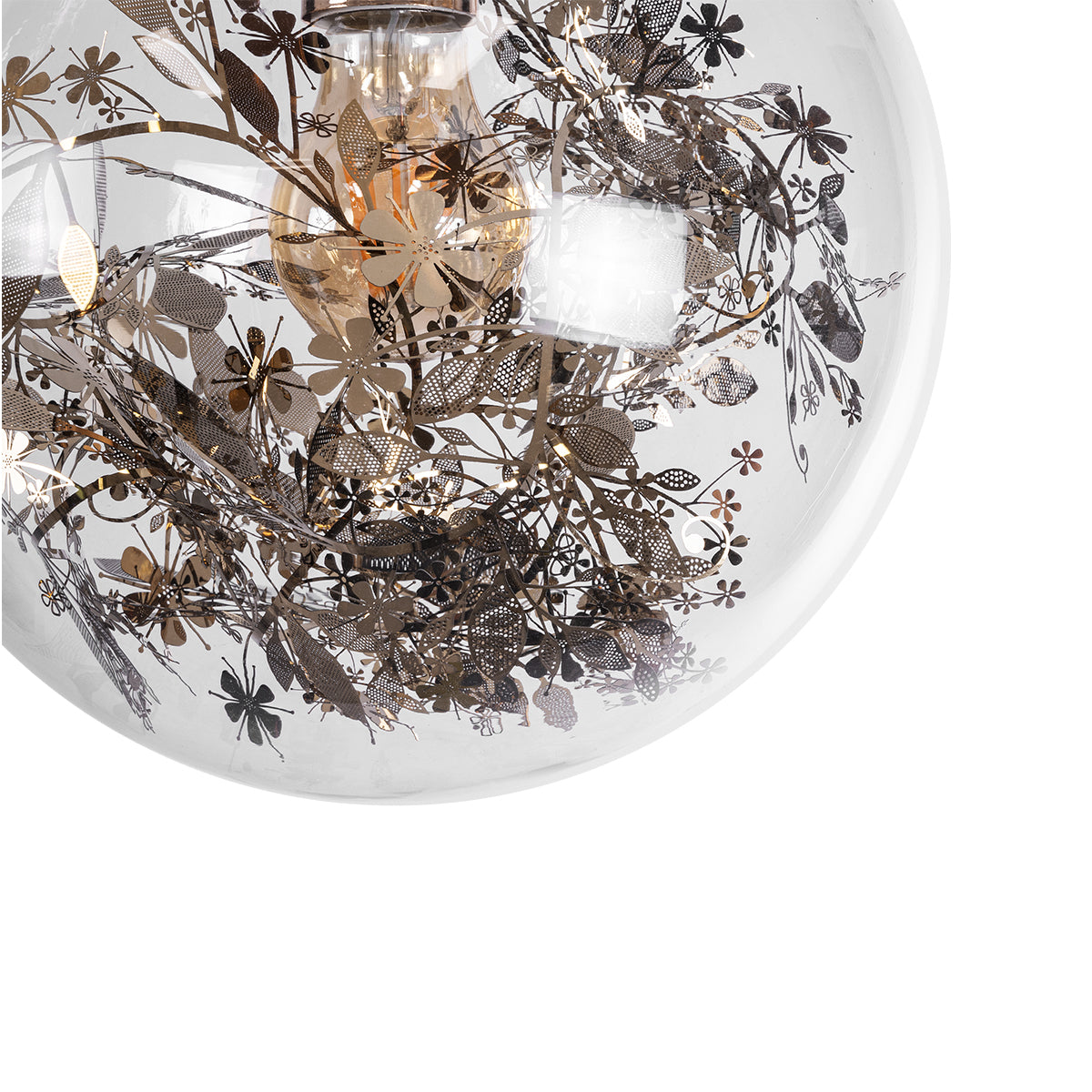 GLOBOSTAR® HARPER 01511 Μοντέρνο Κρεμαστό Φωτιστικό Οροφής με Ντουί 1 x E27 AC 220-240V IP20 - Διάφανο & Χάλκινο - Μ25 x Π25 x Υ30cm