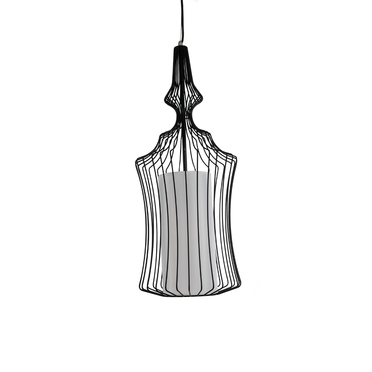 GLOBOSTAR® LILY 01559 Vintage Κρεμαστό Φωτιστικό Οροφής με Ντουί 1 x E27 AC 220-240V IP20 - Μαύρο & Λευκό - Μ25 x Π25 x Υ61cm