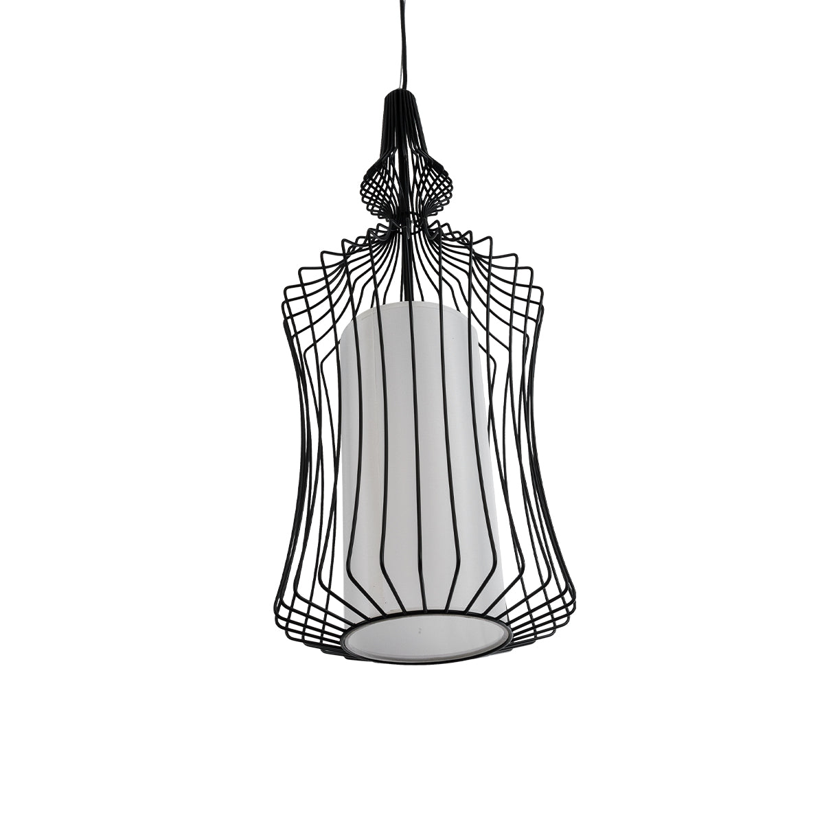 GLOBOSTAR® LILY 01559 Vintage Κρεμαστό Φωτιστικό Οροφής με Ντουί 1 x E27 AC 220-240V IP20 - Μαύρο & Λευκό - Μ25 x Π25 x Υ61cm