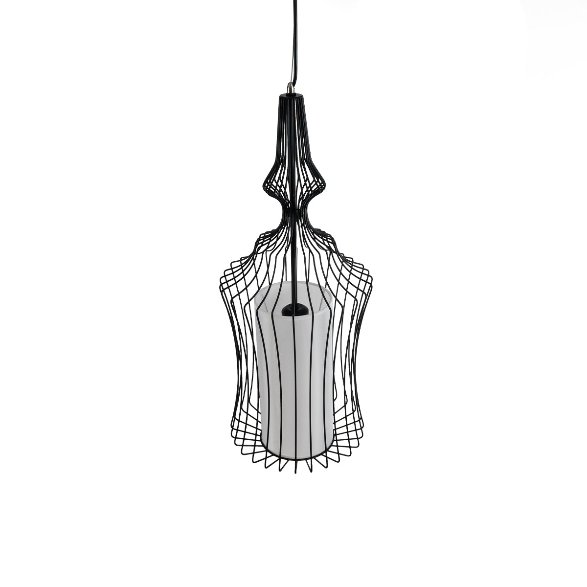 GLOBOSTAR® LILY 01559 Vintage Κρεμαστό Φωτιστικό Οροφής με Ντουί 1 x E27 AC 220-240V IP20 - Μαύρο & Λευκό - Μ25 x Π25 x Υ61cm