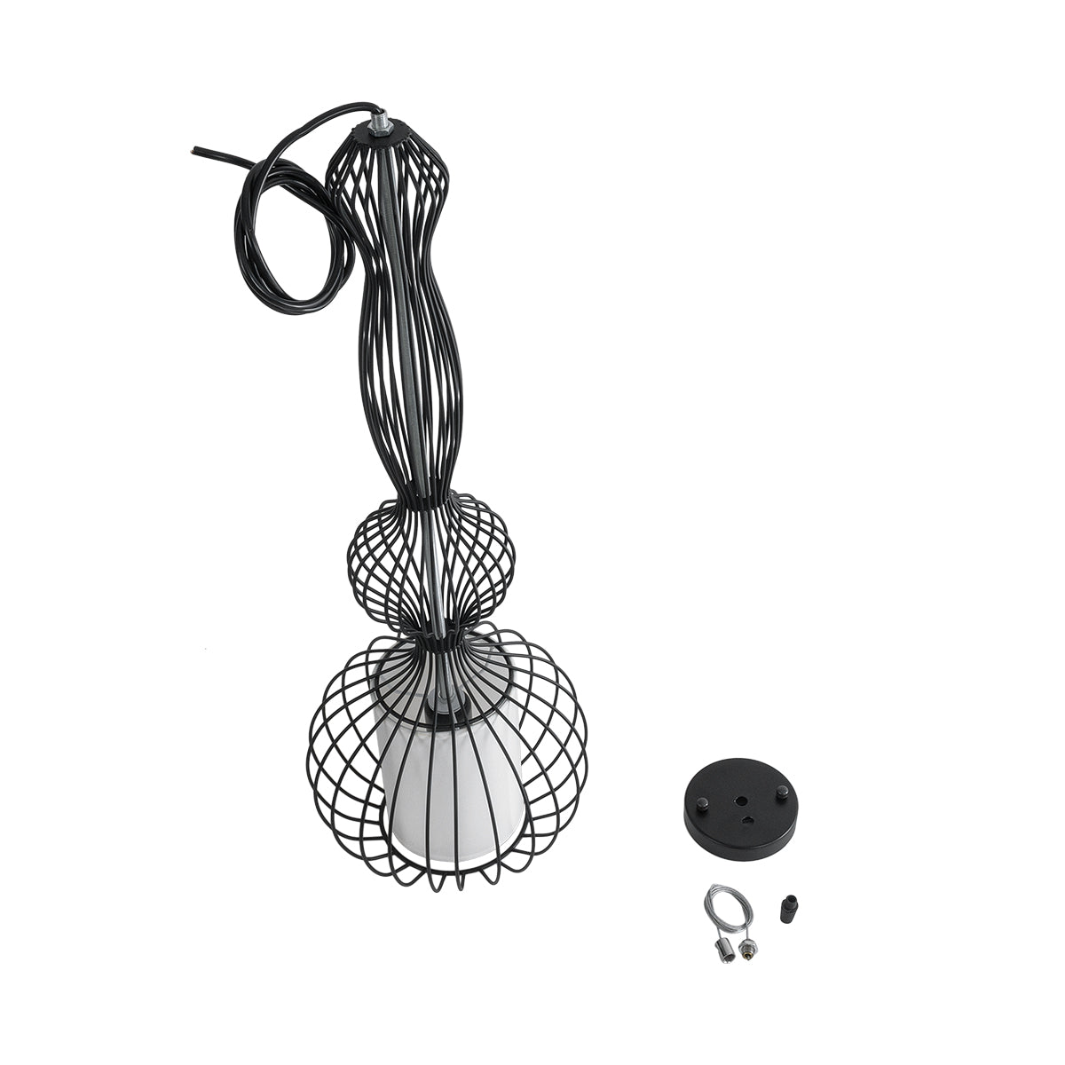 GLOBOSTAR® LILY 01560 Vintage Κρεμαστό Φωτιστικό Οροφής με Ντουί 1 x E27 AC 220-240V IP20 - Μαύρο & Λευκό - Μ25 x Π25 x Υ67cm - ledmania.gr