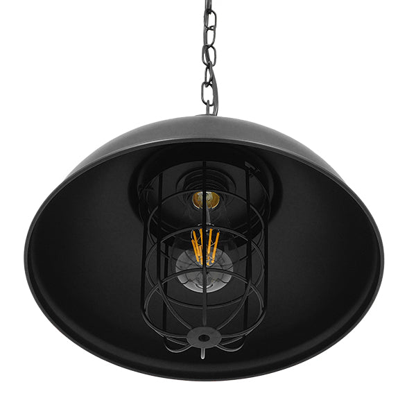 GLOBOSTAR® HARROW 01571 Vintage Κρεμαστό Φωτιστικό Οροφής με Ντουί 1 x E27 AC 220-240V IP20 - Μαύρο - Μ33 x Π33 x Υ32cm