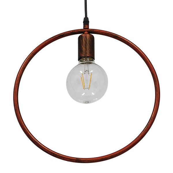 GloboStar® OMICRON 01579 Μοντέρνο Κρεμαστό Φωτιστικό Ανάρτηση Μονόφωτο 1 x E27 IP20 Χάλκινο Μέταλλο - Μ33 x Π4 x Υ33cm - ledmania.gr