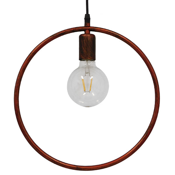GloboStar® OMICRON 01579 Μοντέρνο Κρεμαστό Φωτιστικό Ανάρτηση Μονόφωτο 1 x E27 IP20 Χάλκινο Μέταλλο - Μ33 x Π4 x Υ33cm - ledmania.gr